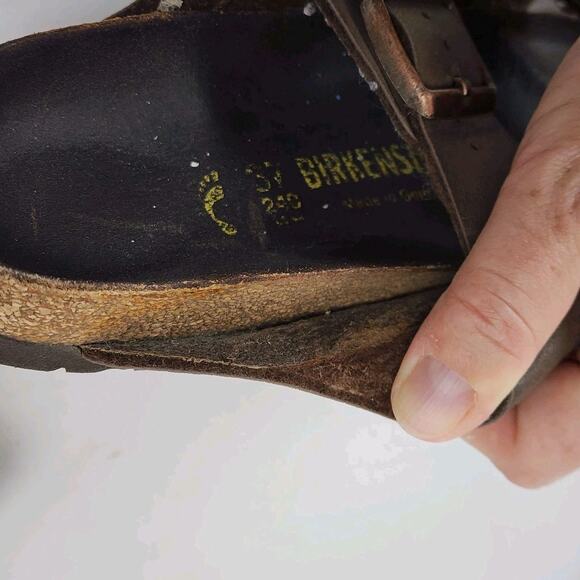 Birkenstock Sandals PARTS OR REPAIR 37EU 3US Slip On Arizona Brown Leather 240 - Picture 9 of 10